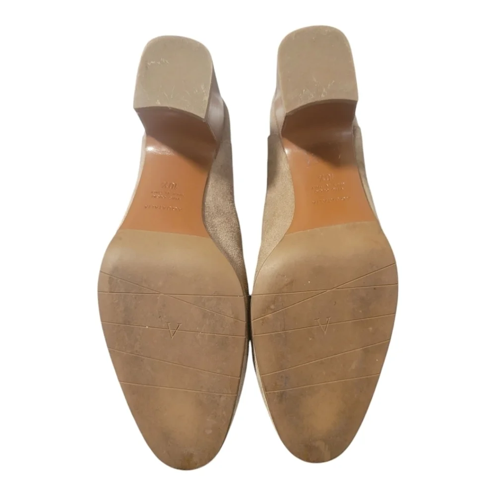 Aquatalia Elisabetta Slip-on Suede Block Heel Mule Booties - 10.5 - Tan